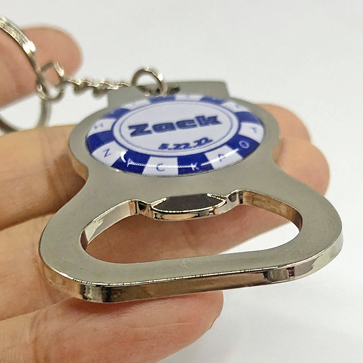 Custom Zinc Alloy Opener Keychains with Domed Logo