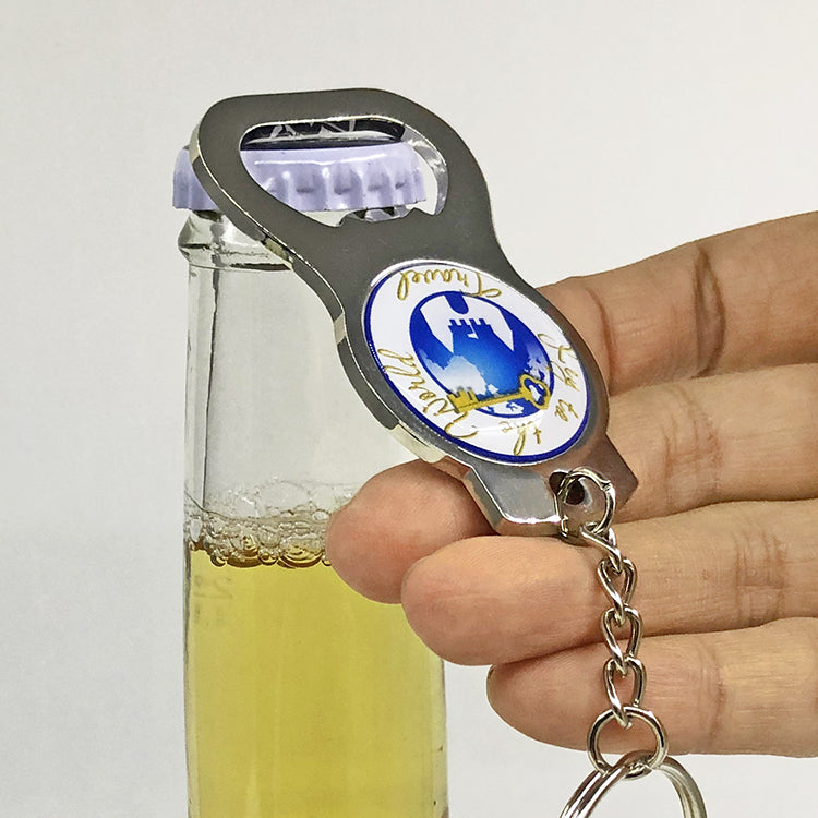 Custom Zinc Alloy Opener Keychains with Domed Logo