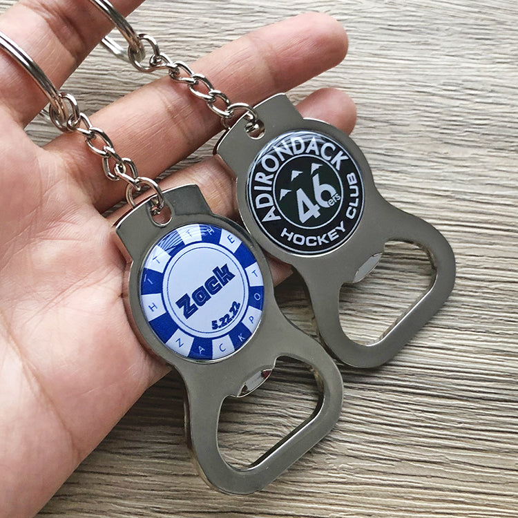 Custom Zinc Alloy Opener Keychains with Domed Logo