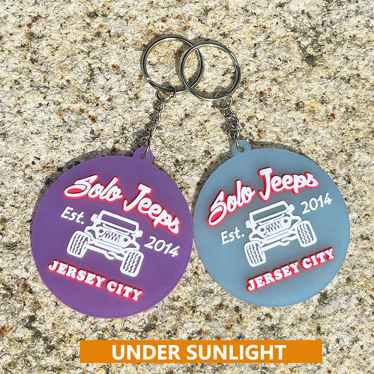 Custom 3D Die Cut Rubber Keychains-UV
