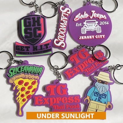 Custom 3D Die Cut Rubber Keychains-UV
