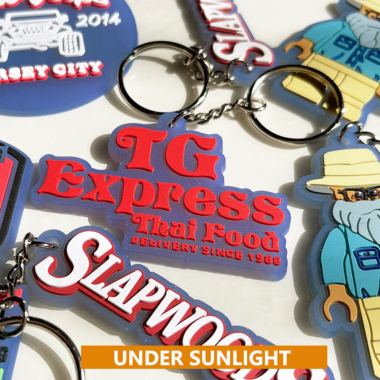 Custom 3D Die Cut Rubber Keychains-UV