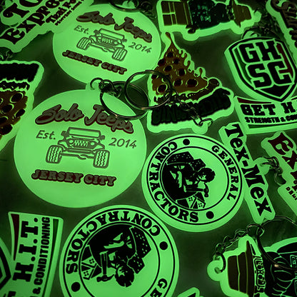 Custom 3D Die Cut Rubber Keychains-Glowing