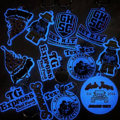 Custom 3D Die Cut Rubber Keychains-Glowing