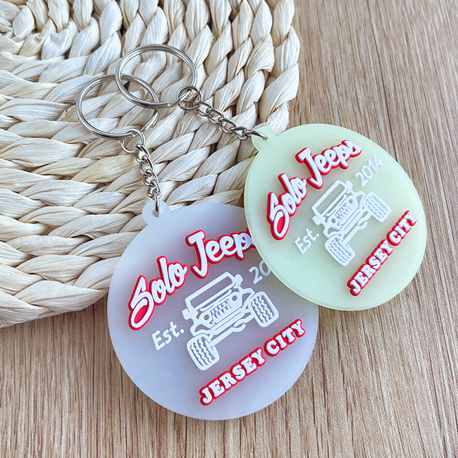 Custom 3D Die Cut Rubber Keychains-Glowing