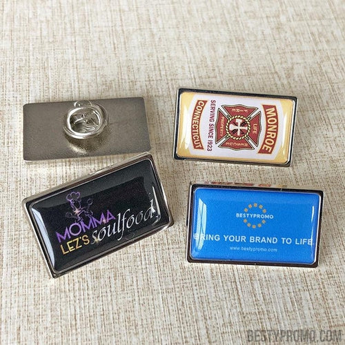 custom zine alloy badge with doming-rectangle-Besty Promo
