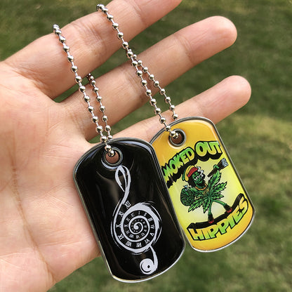 Custom metal dog tag keychain with doming