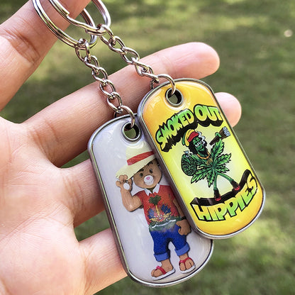 Custom metal dog tag keychain with doming