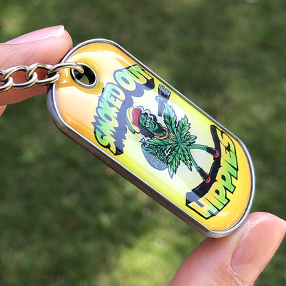 Custom metal dog tag keychain with doming